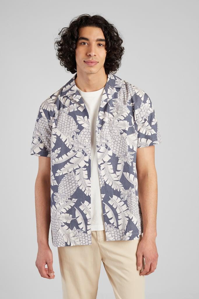 l'exception Chemise Imprimée Manches Courtes en coton japonais Bleu Pétrole L'Exception Paris