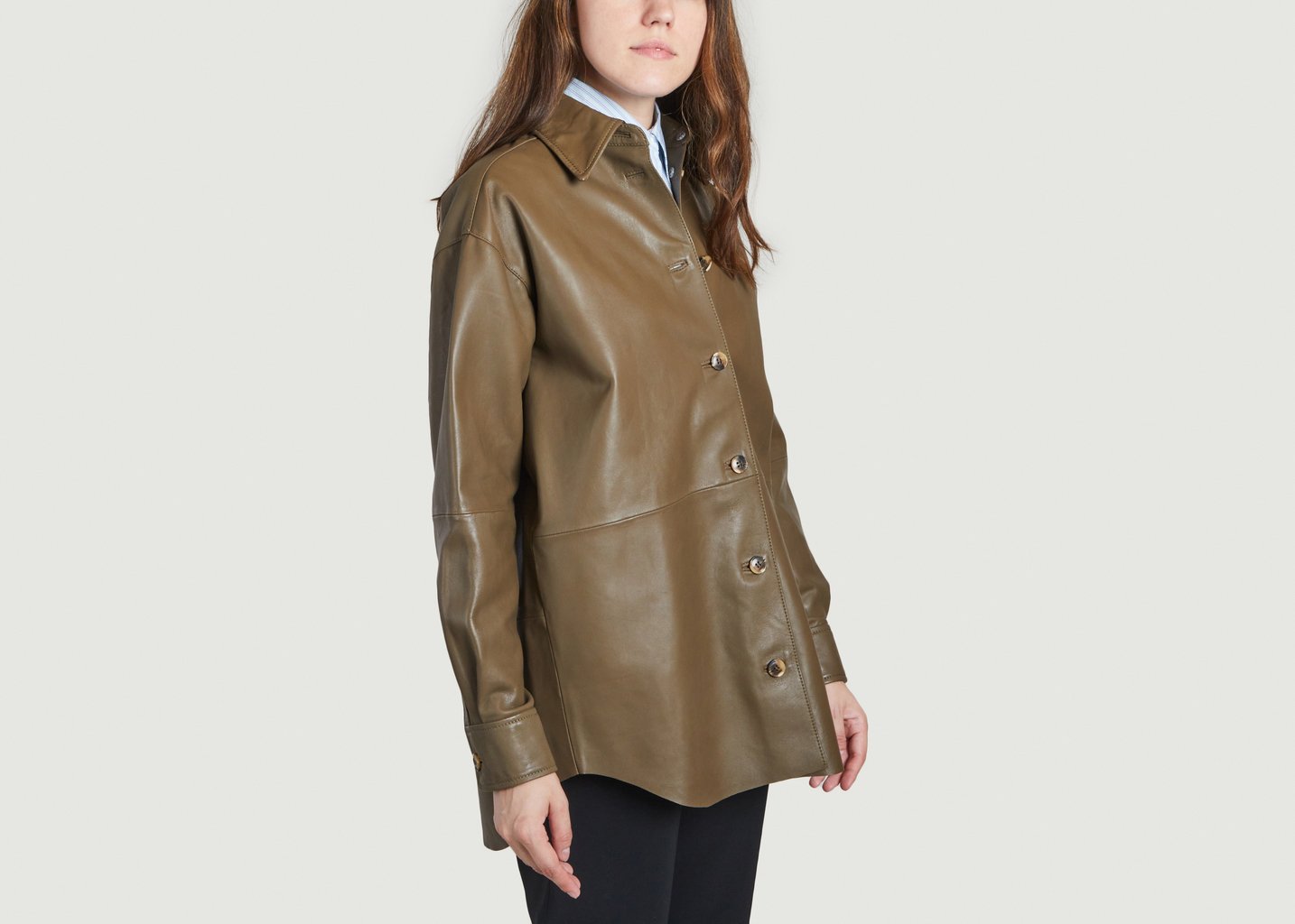 L'exception Chemise Keyla 14302 En Cuir D'agneau Marron Samsoe & Samsoe