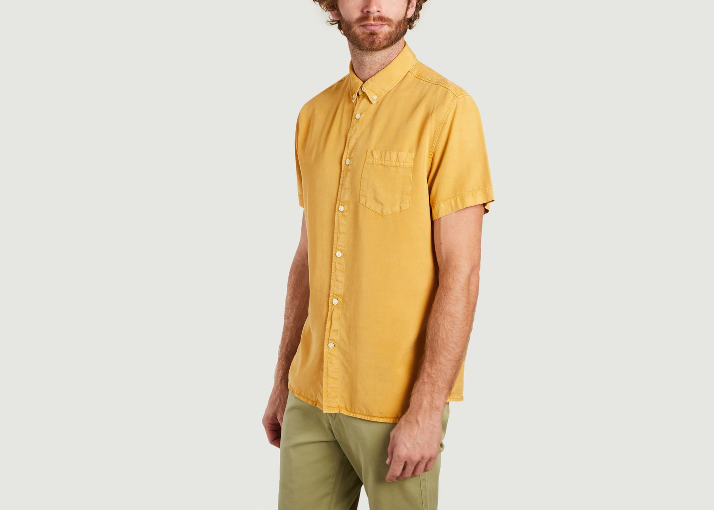 L'exception Chemise Larch En Tencel Jaune Knowledge Cotton Apparel