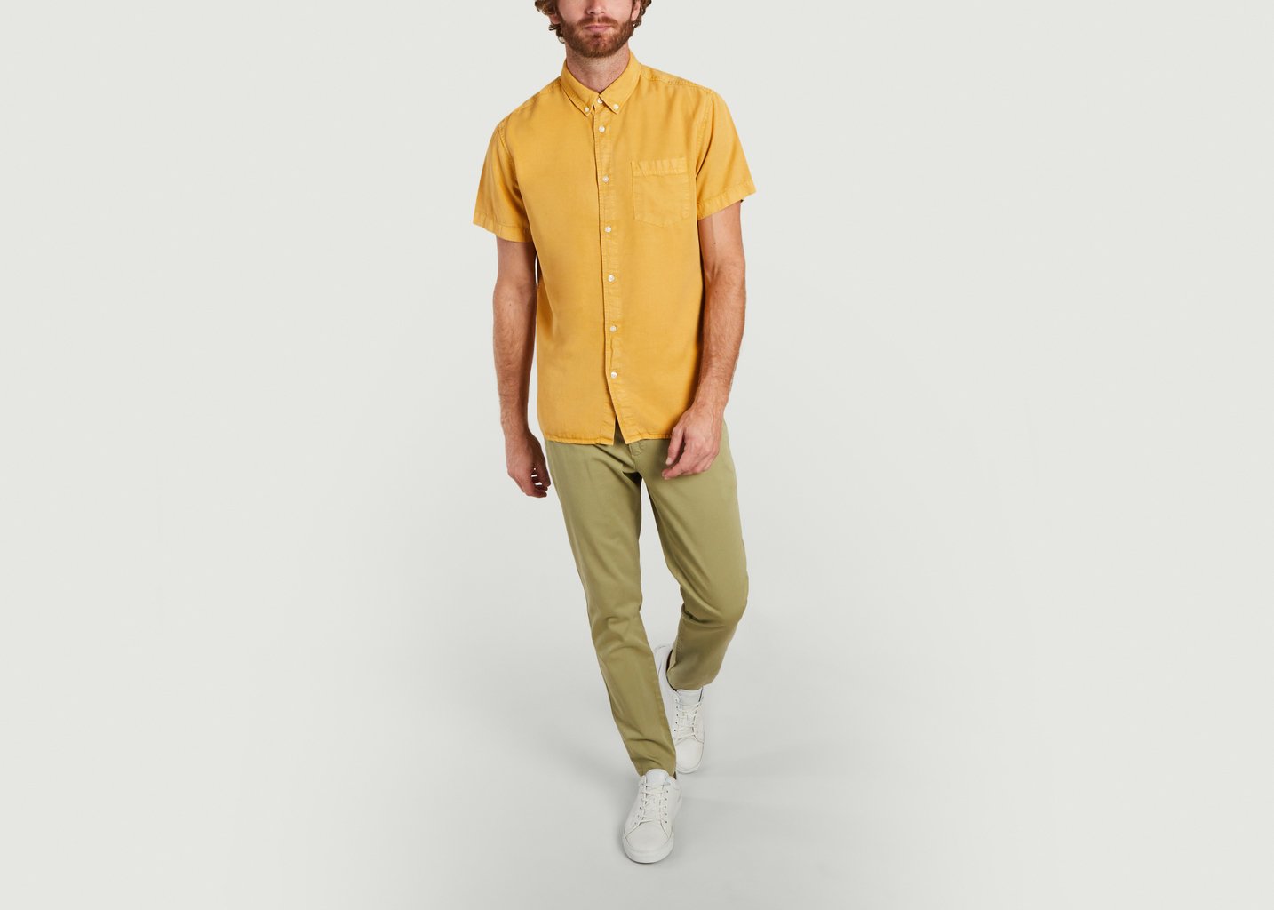 L'exception Chemise Larch En Tencel Jaune Knowledge Cotton Apparel