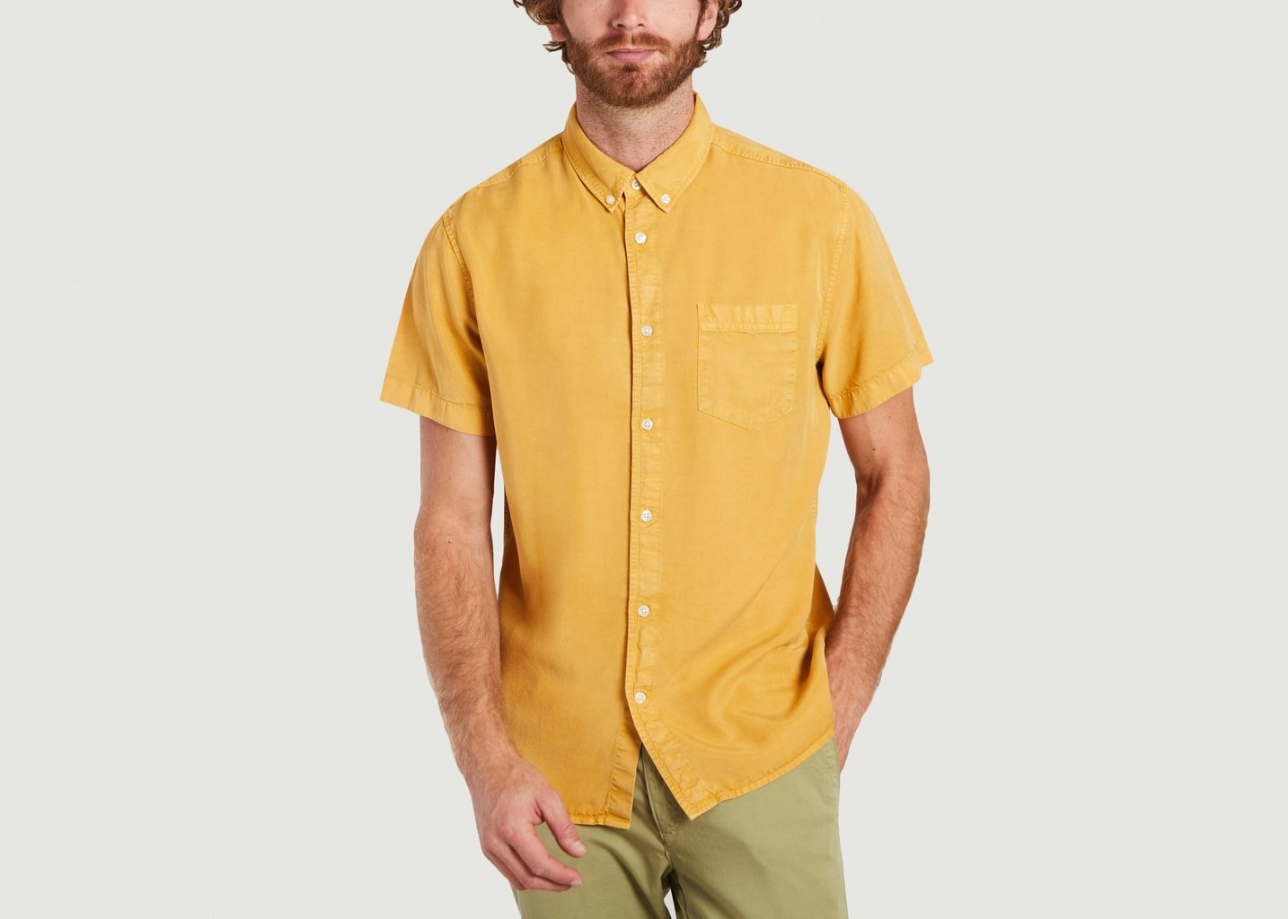 l'exception Chemise Larch en Tencel Jaune Knowledge Cotton Apparel