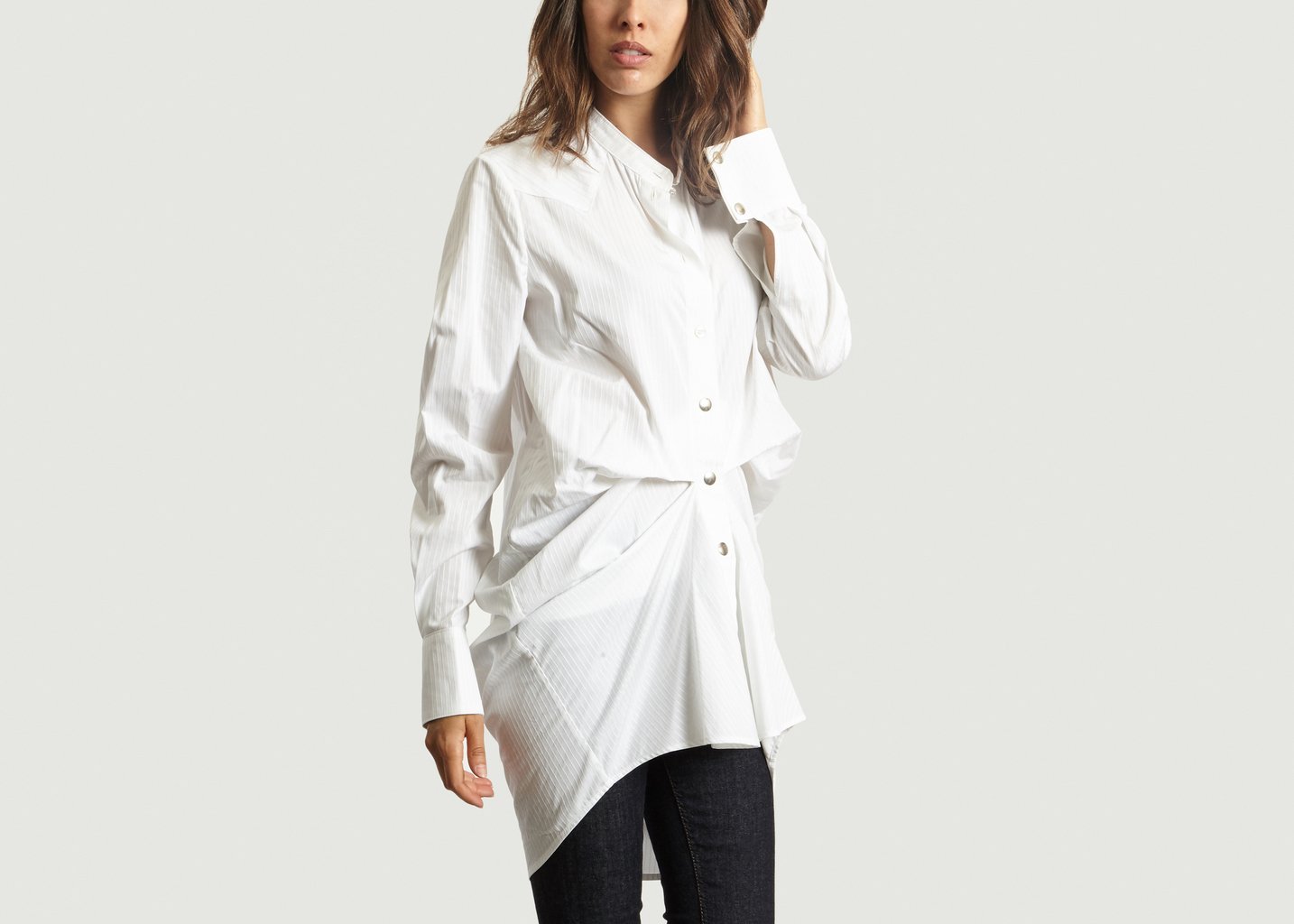 L'exception Chemise Longue Pincée Blanc VICTORIA/TOMAS