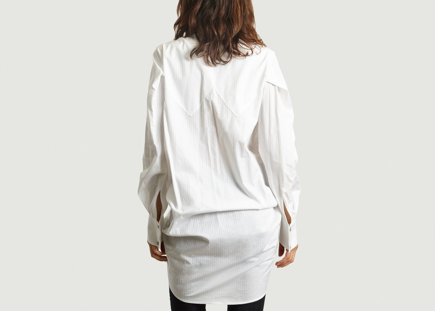 L'exception Chemise Longue Pincée Blanc VICTORIA/TOMAS