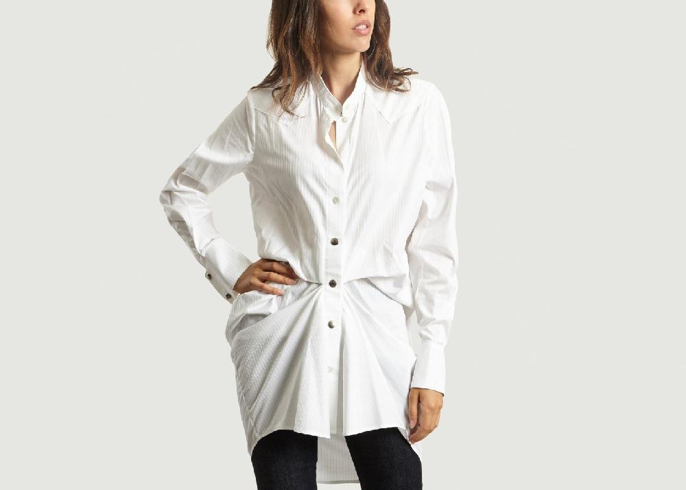 l'exception Chemise Longue Pincée Blanc VICTORIA/TOMAS