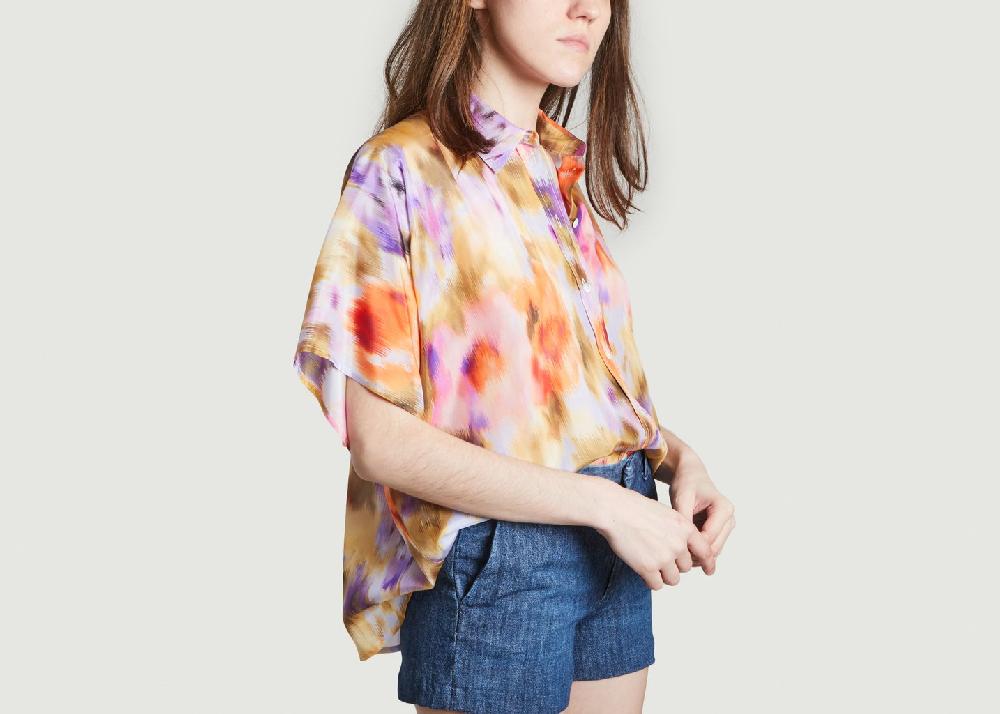 L'exception Chemise Manches Courtes Boxy En Soie Brooklyn Multicolore Momoni