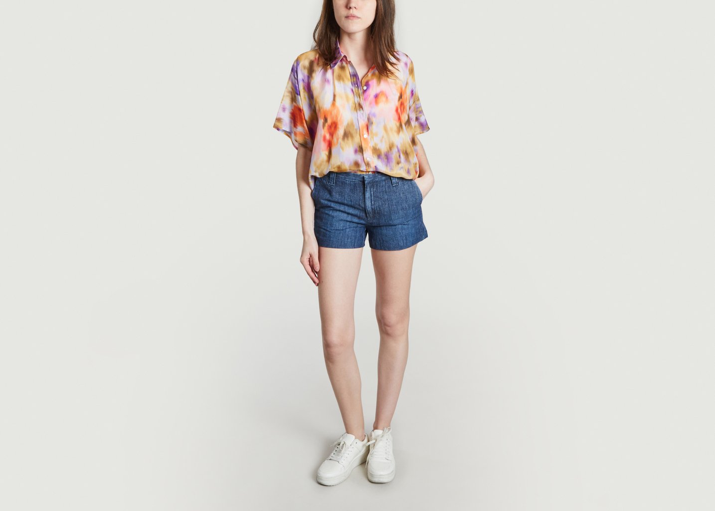 L'exception Chemise Manches Courtes Boxy En Soie Brooklyn Multicolore Momoni