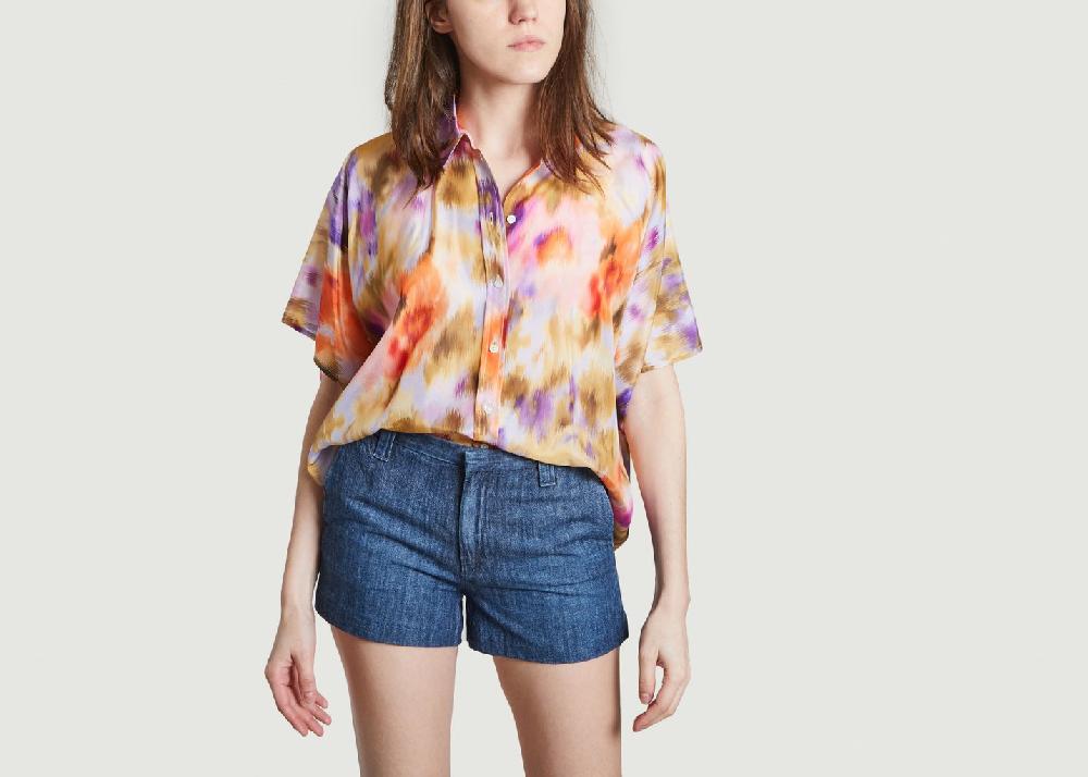 l'exception Chemise manches courtes boxy en soie Brooklyn Multicolore Momoni