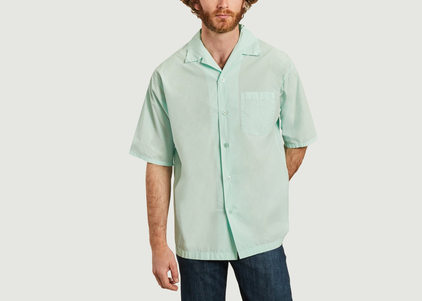 l'exception Chemise manches courtes casual avec poche siglée Vert Kenzo