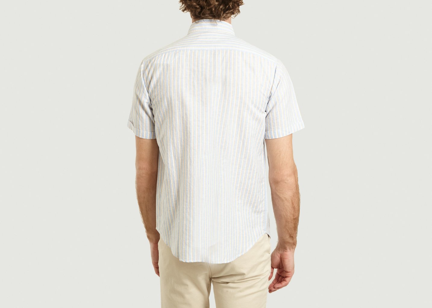 L'exception Chemise Manches Courtes En Lin Rayée Javier Multicolore Cuisse De Grenouille