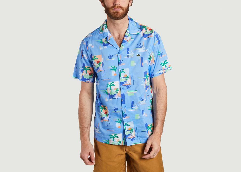 l'exception Chemise manches courtes motif fantaisie Bleu Lacoste