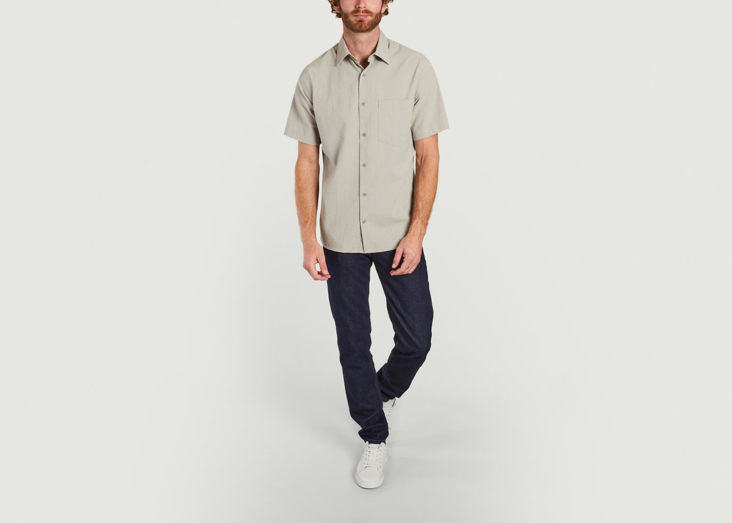 L'exception Chemise Manches Courtes Seersucker Errico Gris No Nationality 07