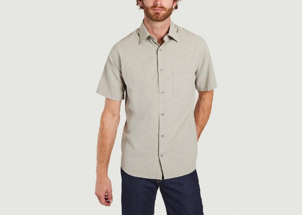l'exception Chemise manches courtes seersucker Errico Gris No Nationality 07