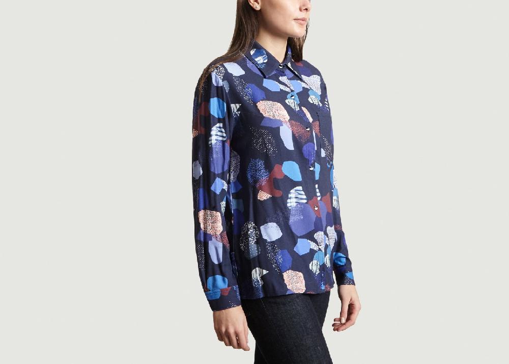 L'exception Chemise Motif Fantaisie Indigo Bleu Bleu Tango