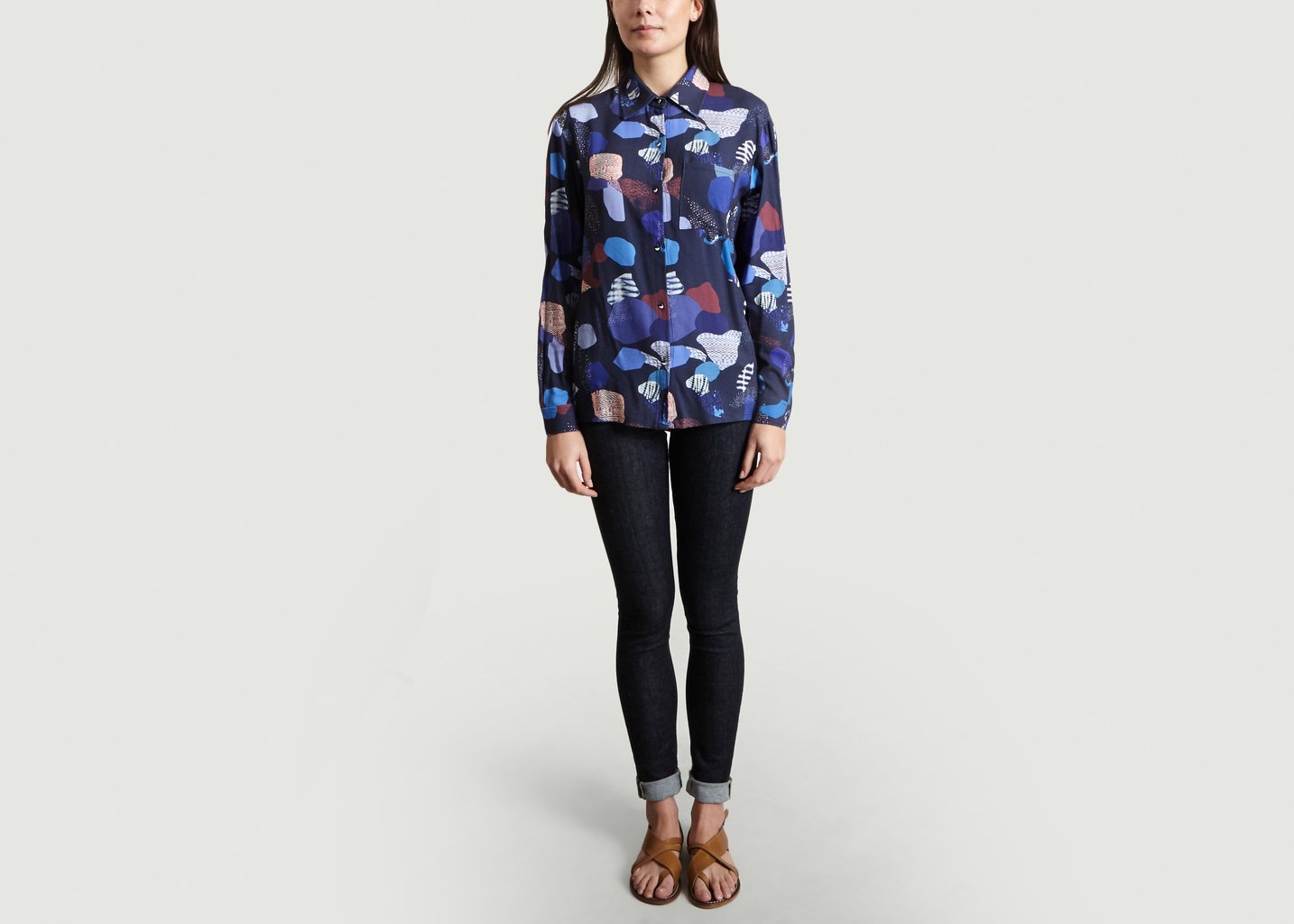 L'exception Chemise Motif Fantaisie Indigo Bleu Bleu Tango
