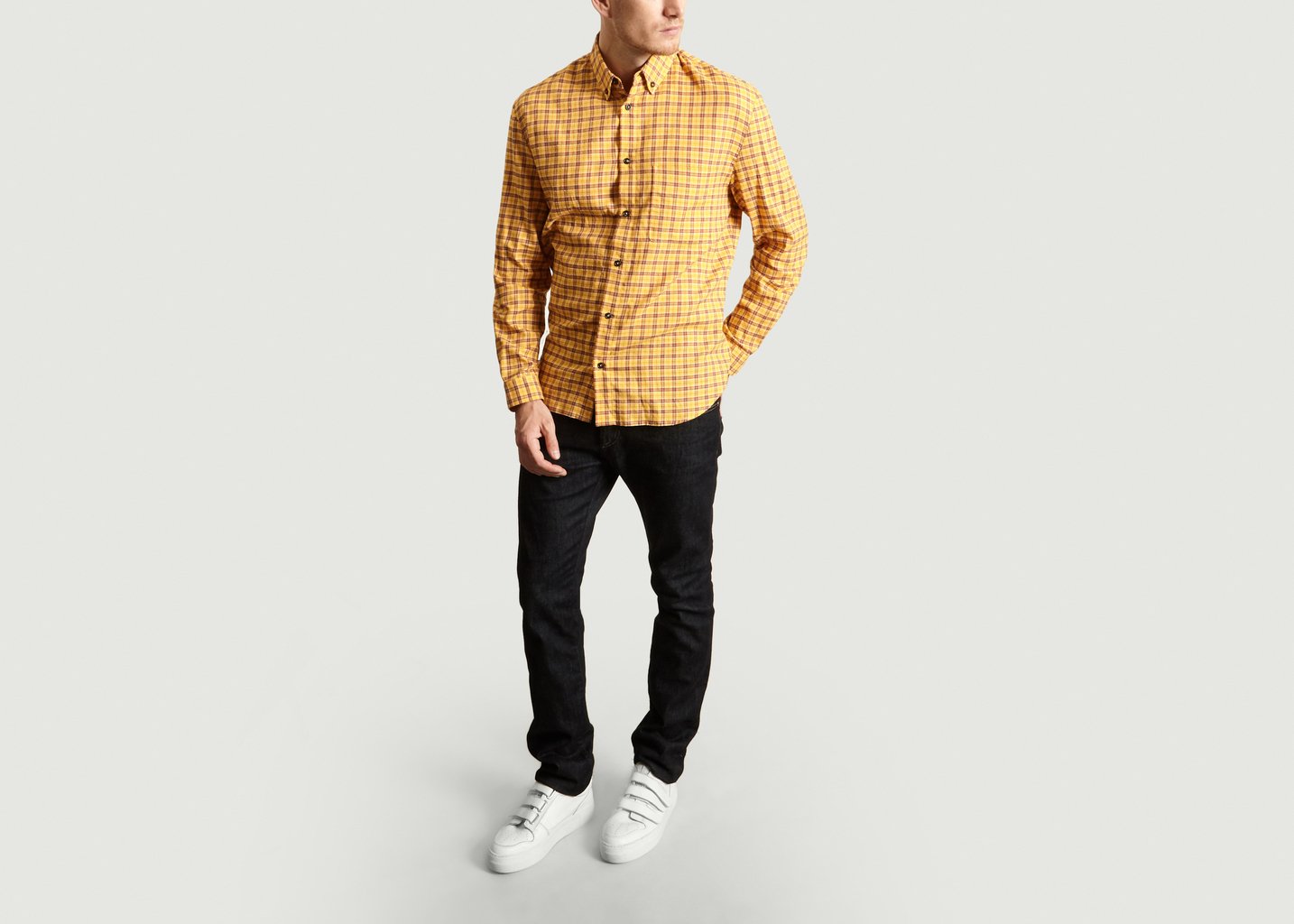 L'exception Chemise Multi Check à Rayures Jaune Band Of Outsiders