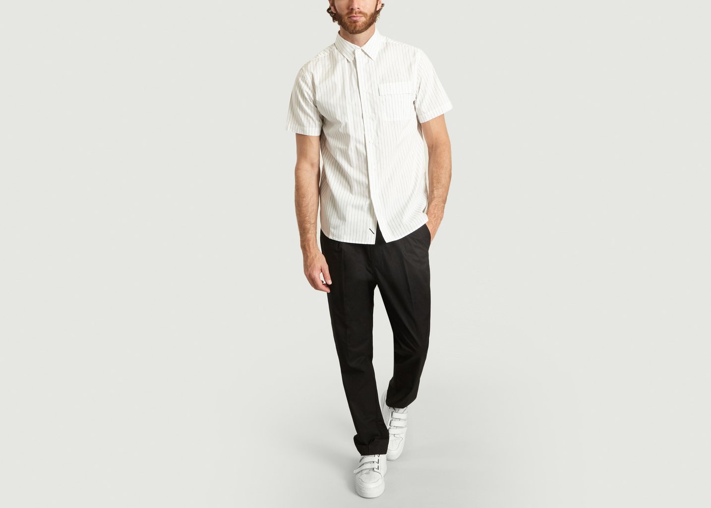 L'exception Chemise Nico Logo Stripe S/S Blanc Saturdays NYC