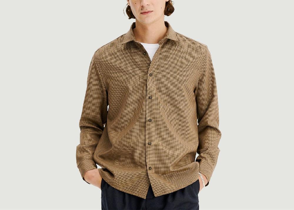 L'exception Chemise Ontario Sepia Houndstooth Marron Noyoco