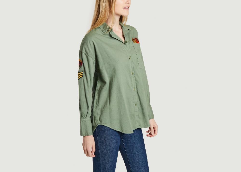 L'exception Chemise Oversize Avec Patchs Celeste Khaki Five Jeans