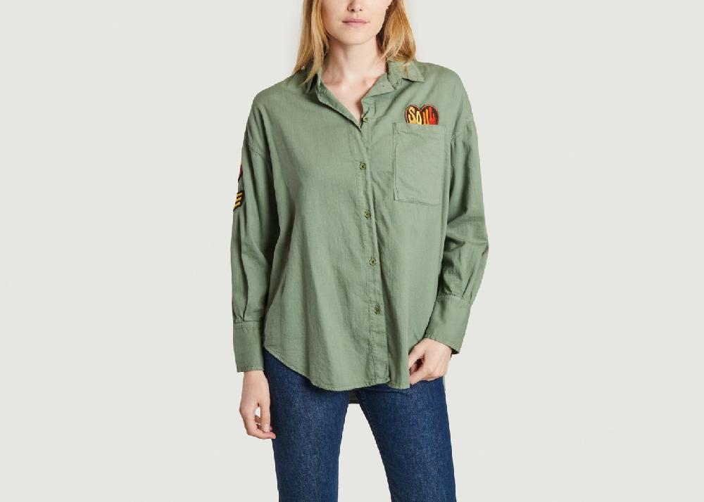 l'exception Chemise oversize avec patchs Celeste Khaki Five Jeans