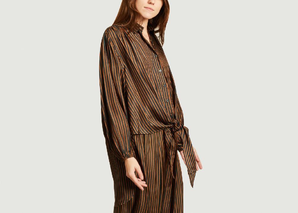 L'exception Chemise Oversize En Soie Rayée Vert Mes Demoiselles