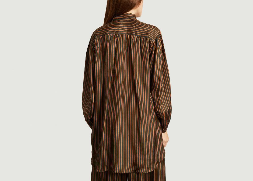 L'exception Chemise Oversize En Soie Rayée Vert Mes Demoiselles