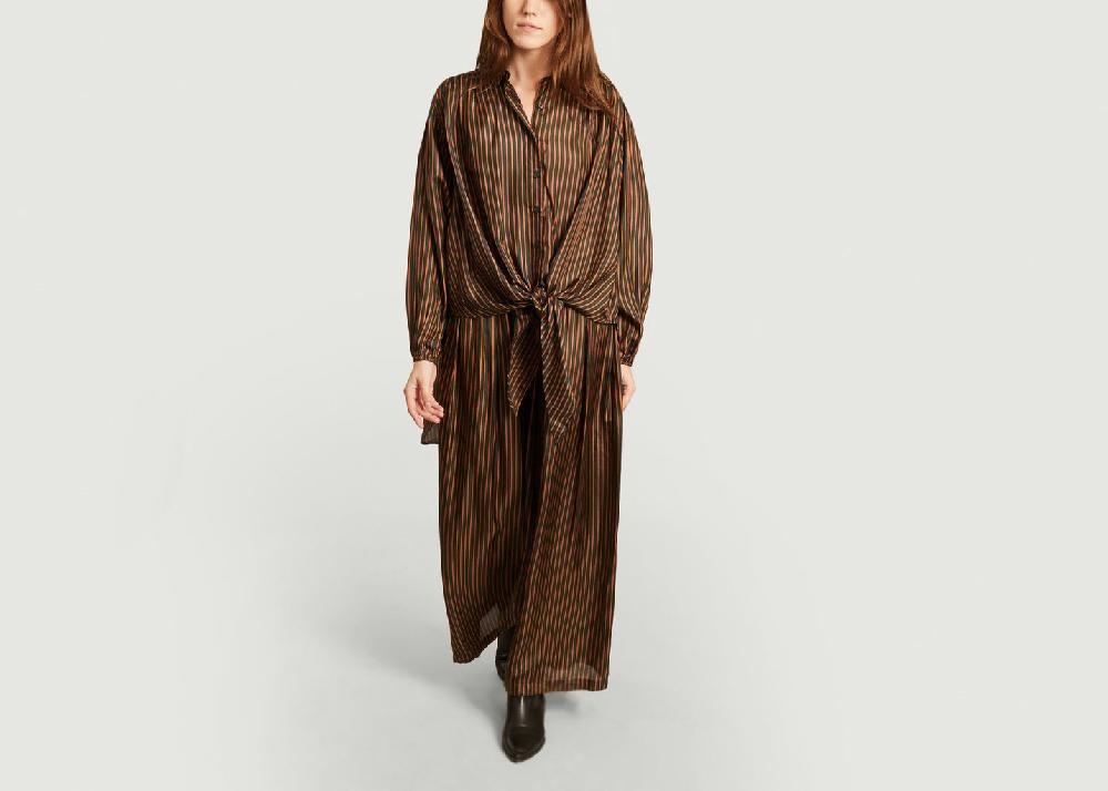 L'exception Chemise Oversize En Soie Rayée Vert Mes Demoiselles