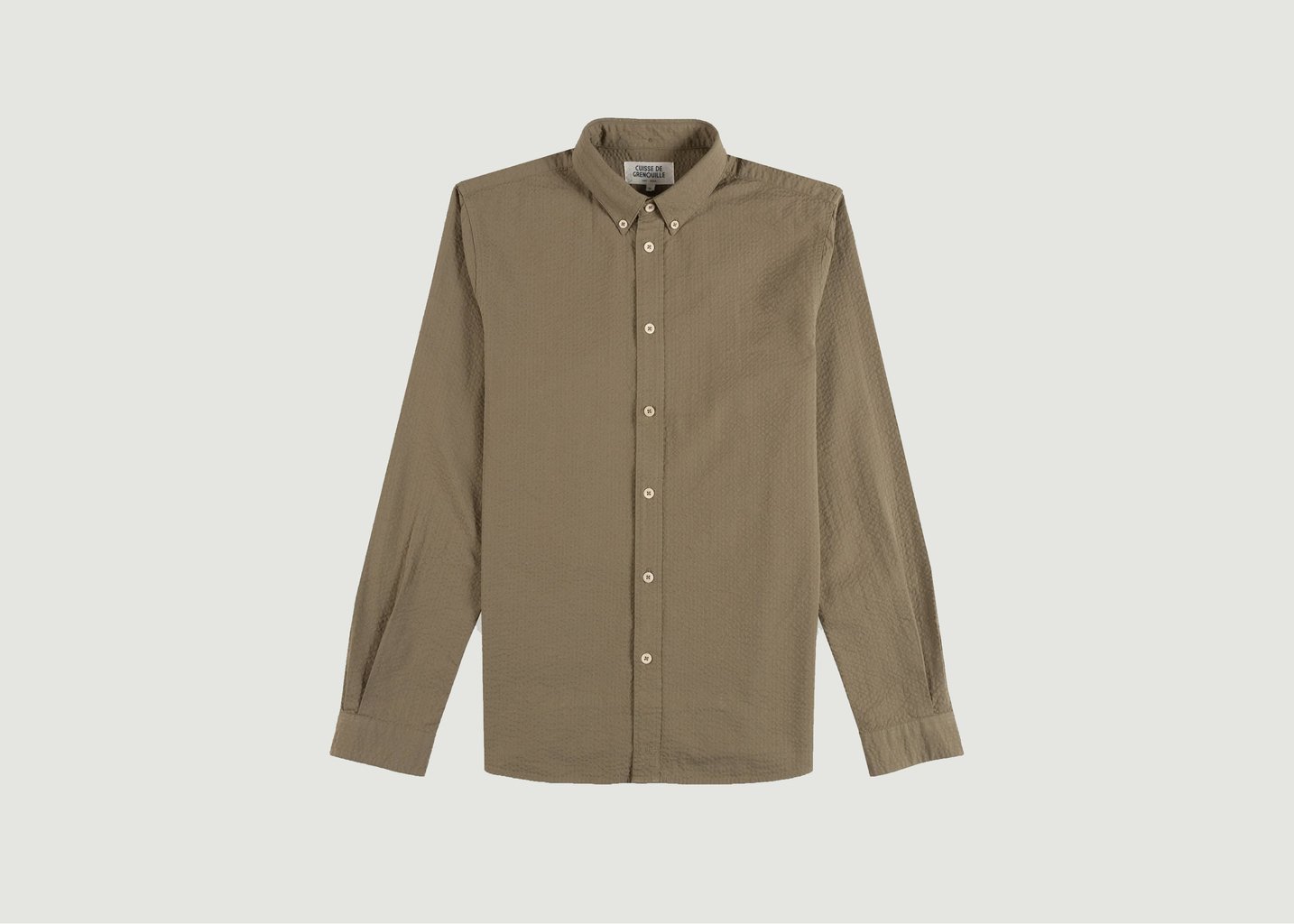l'exception Chemise Paulin Seersucker Khaki Cuisse de Grenouille