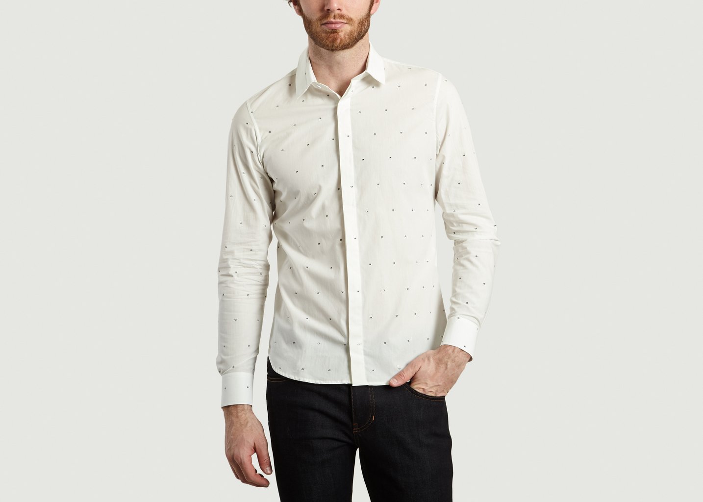 l'exception Chemise Pictogramme Plumetis Blanc M.X Maxime Simoëns