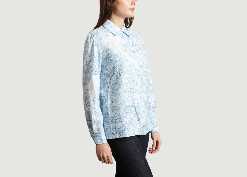 L'exception Chemise Print Géométrique Seattle Bleu Clair Bleu Tango