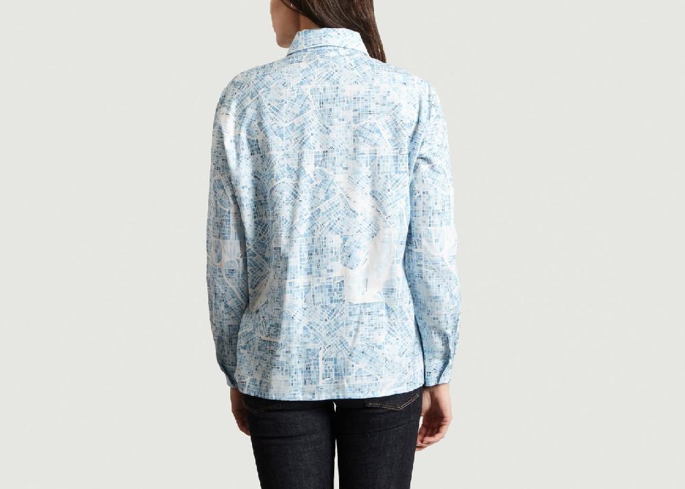 L'exception Chemise Print Géométrique Seattle Bleu Clair Bleu Tango