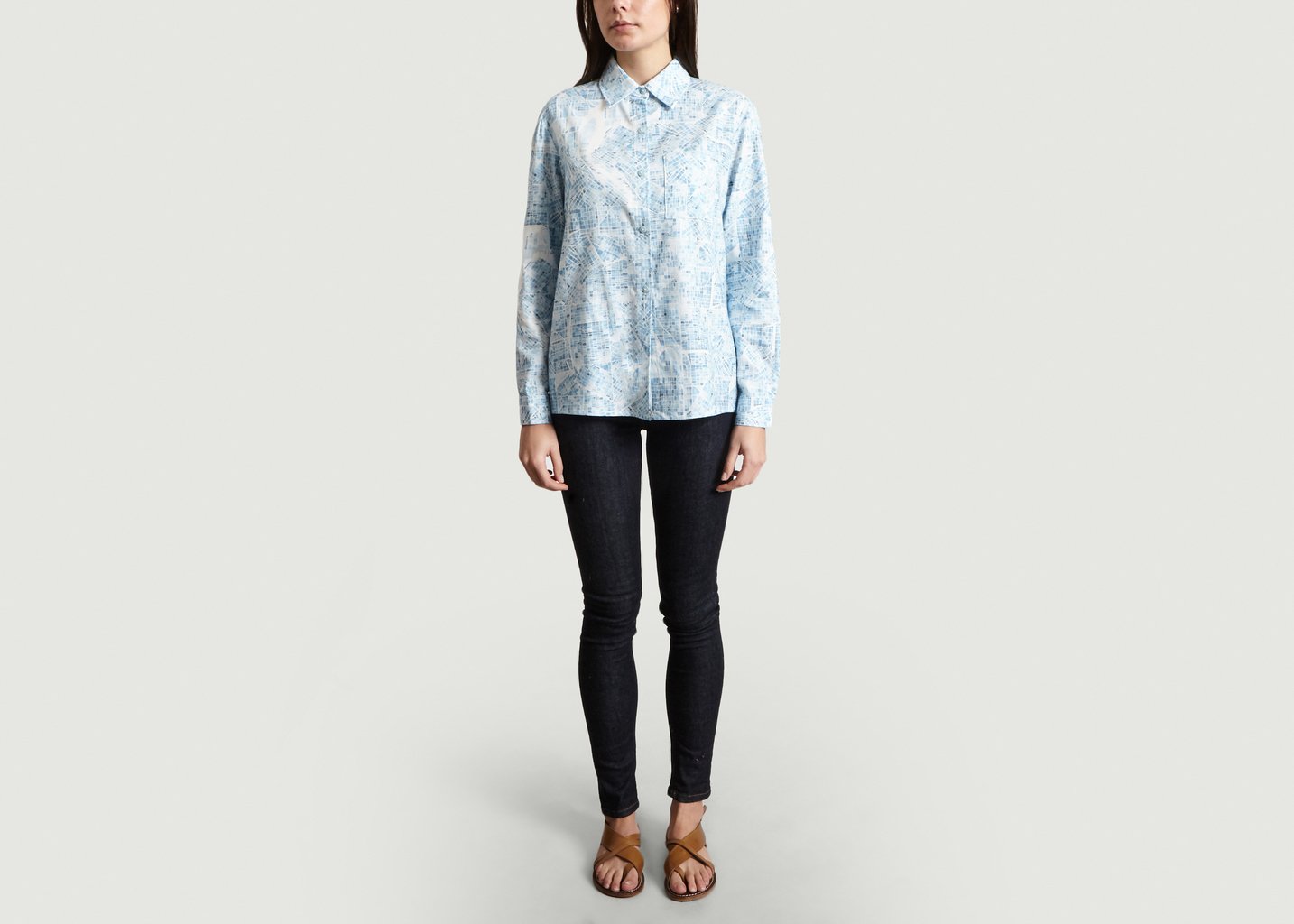 L'exception Chemise Print Géométrique Seattle Bleu Clair Bleu Tango