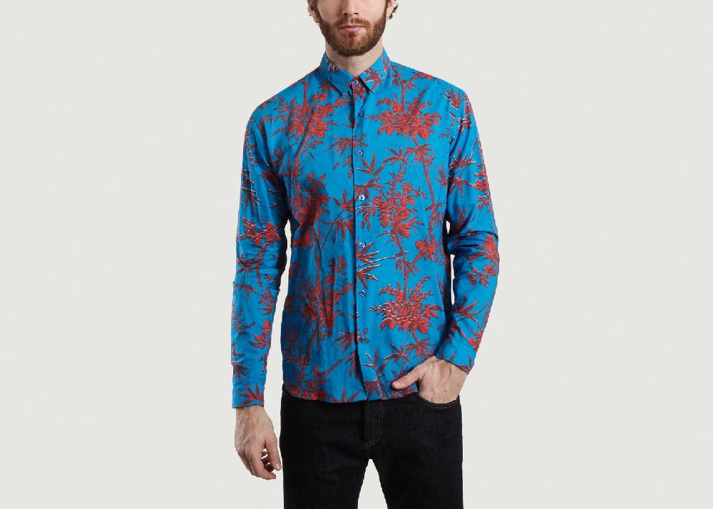 l'exception Chemise Print Végétal Monroe Bleu Essentiel Antwerp