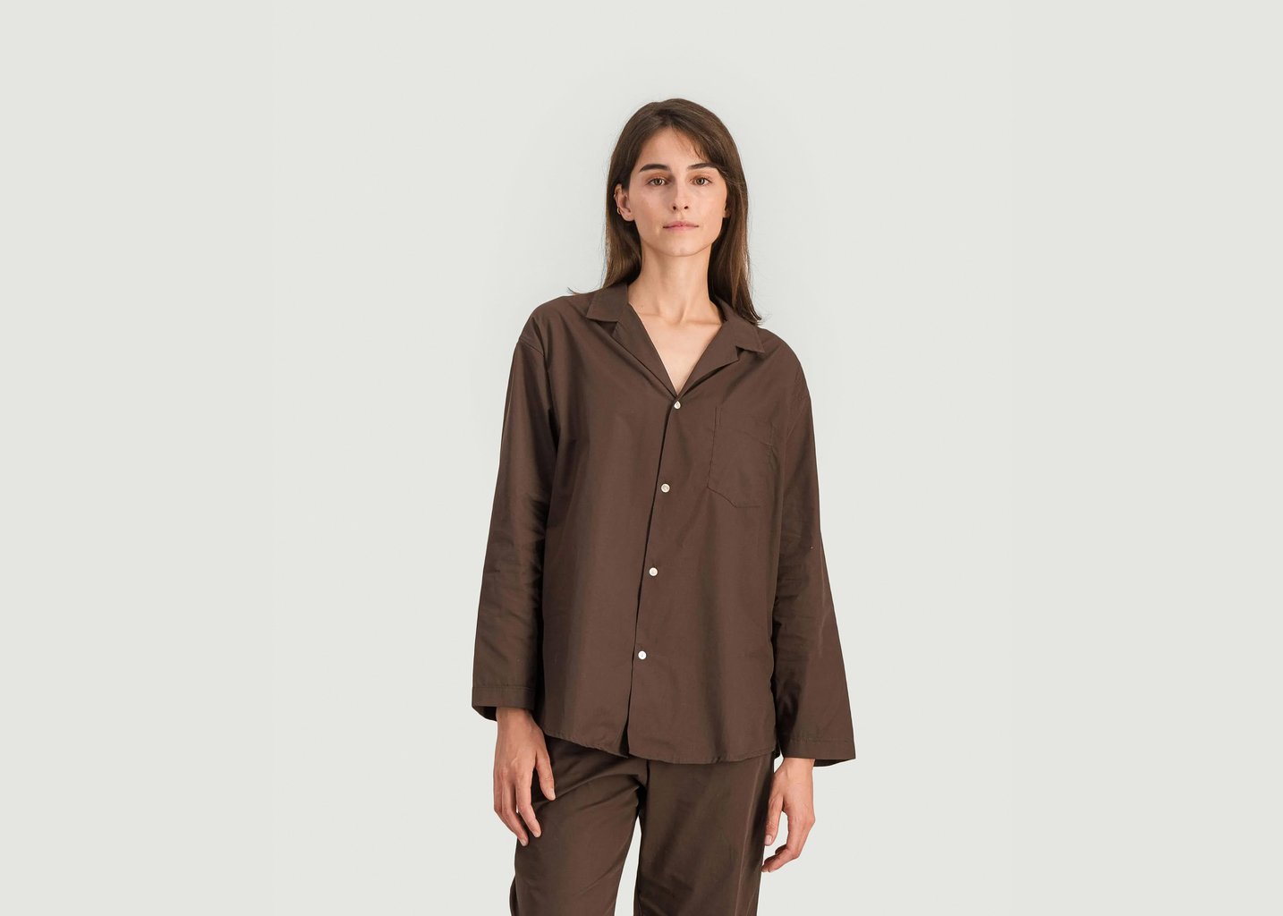 l'exception Chemise pyjama femme coton bio Chocolat Angarde