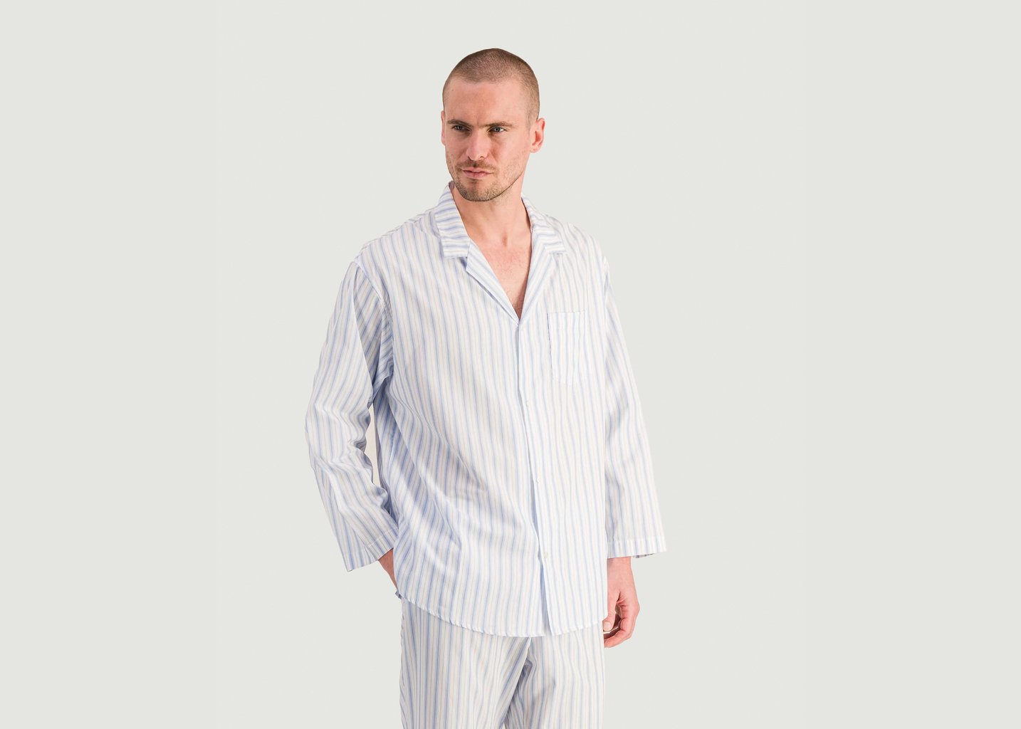 l'exception Chemise pyjama homme coton bio Bleu Clair Angarde
