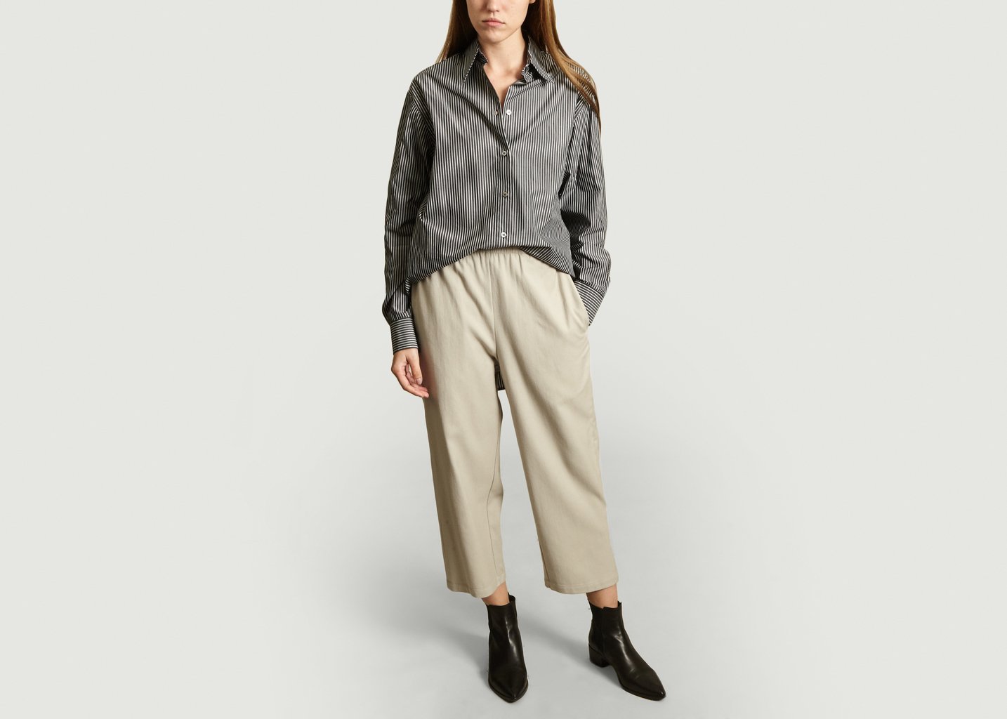 L'exception Chemise Rayée à Ceinture Noir MM6 Maison Margiela