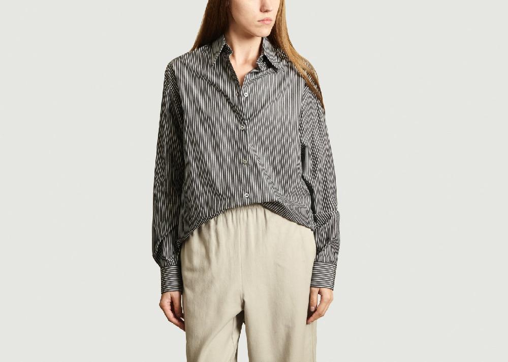 l'exception Chemise Rayée à Ceinture Noir MM6 Maison Margiela