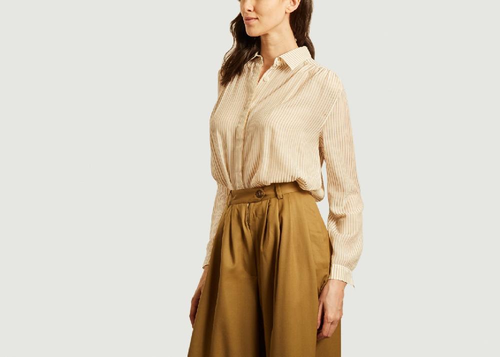 L'exception Chemise Rayée Avec Fronces Camel King & Tuckfield