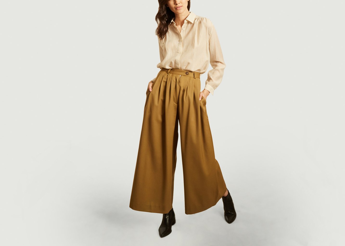 L'exception Chemise Rayée Avec Fronces Camel King & Tuckfield