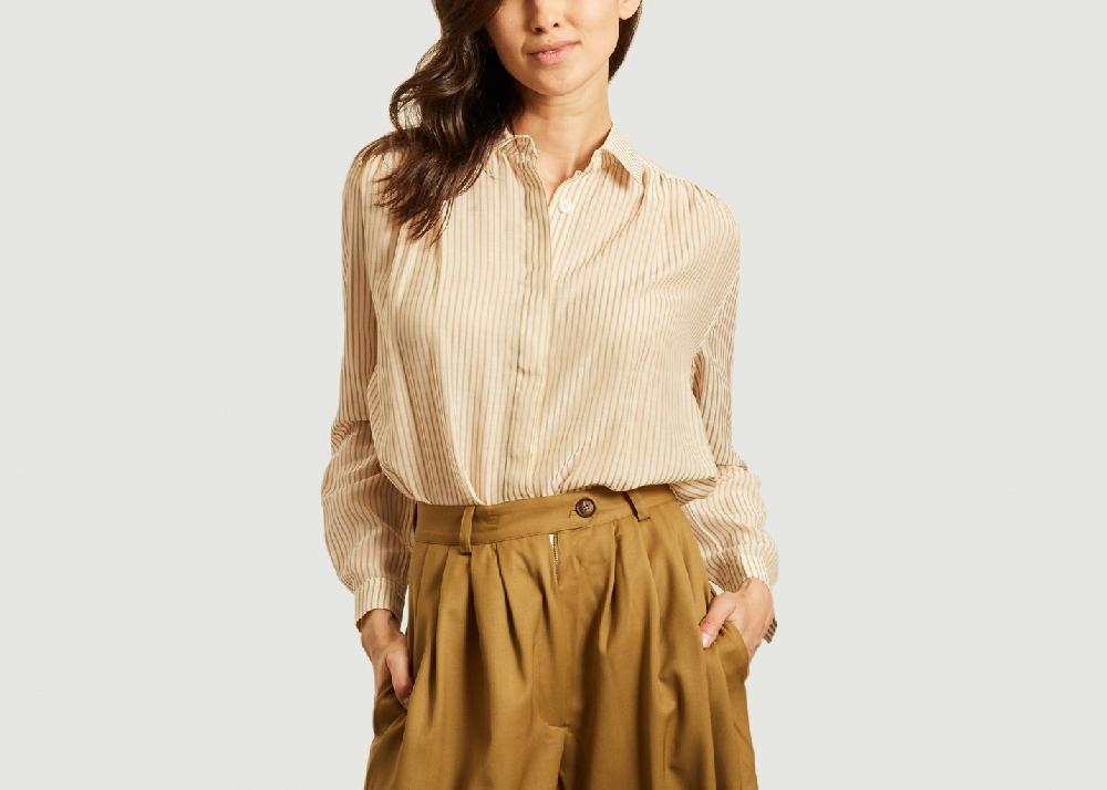 l'exception Chemise rayée avec fronces Camel King & Tuckfield