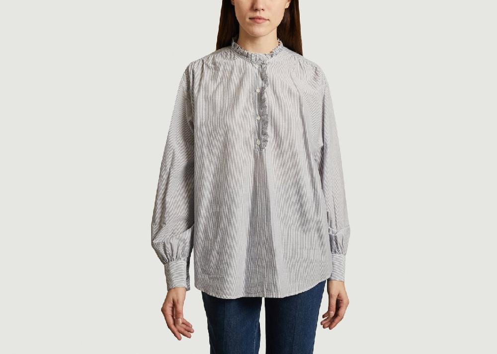 l'exception Chemise rayée oversize Camilla Bleu Hartford