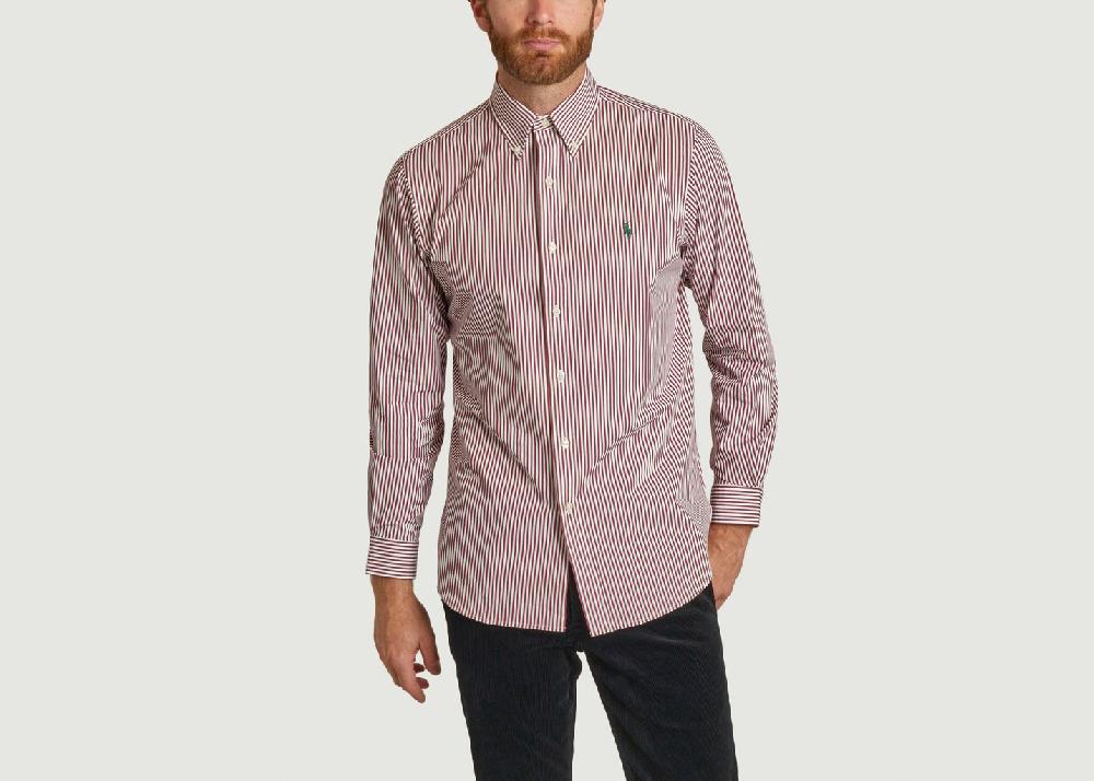 L'exception Chemise Rayée Sleeve Bordeaux Polo Ralph Lauren