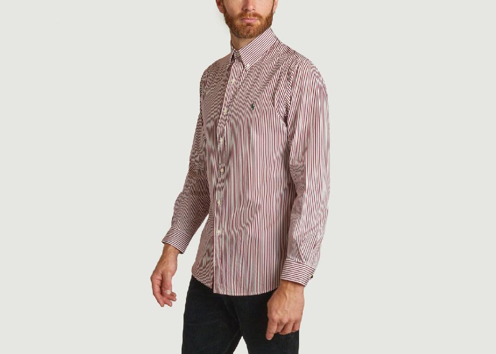 L'exception Chemise Rayée Sleeve Bordeaux Polo Ralph Lauren