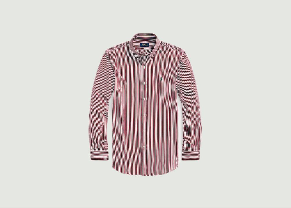 l'exception Chemise rayée sleeve Bordeaux Polo Ralph Lauren