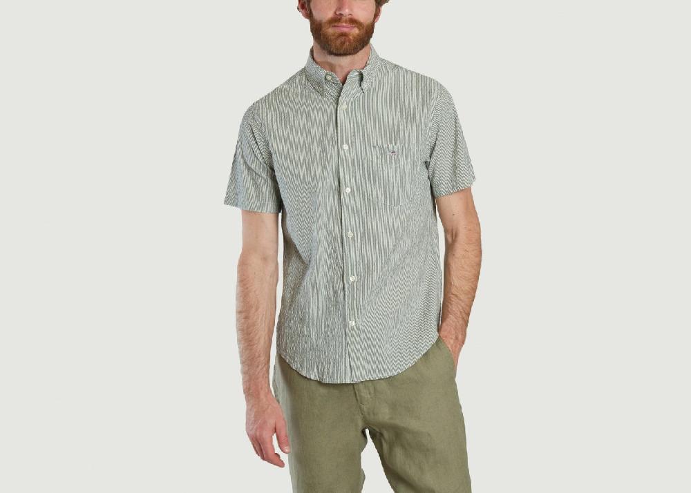 L'exception Chemise Regular Fit à Rayures Vert Foncé Gant