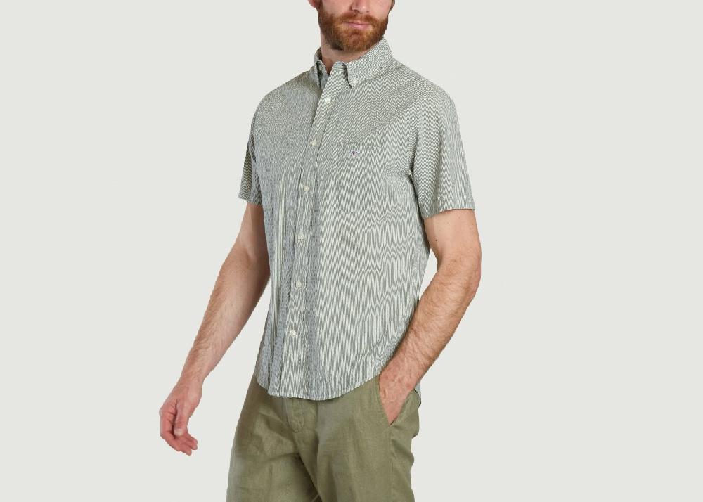 L'exception Chemise Regular Fit à Rayures Vert Foncé Gant