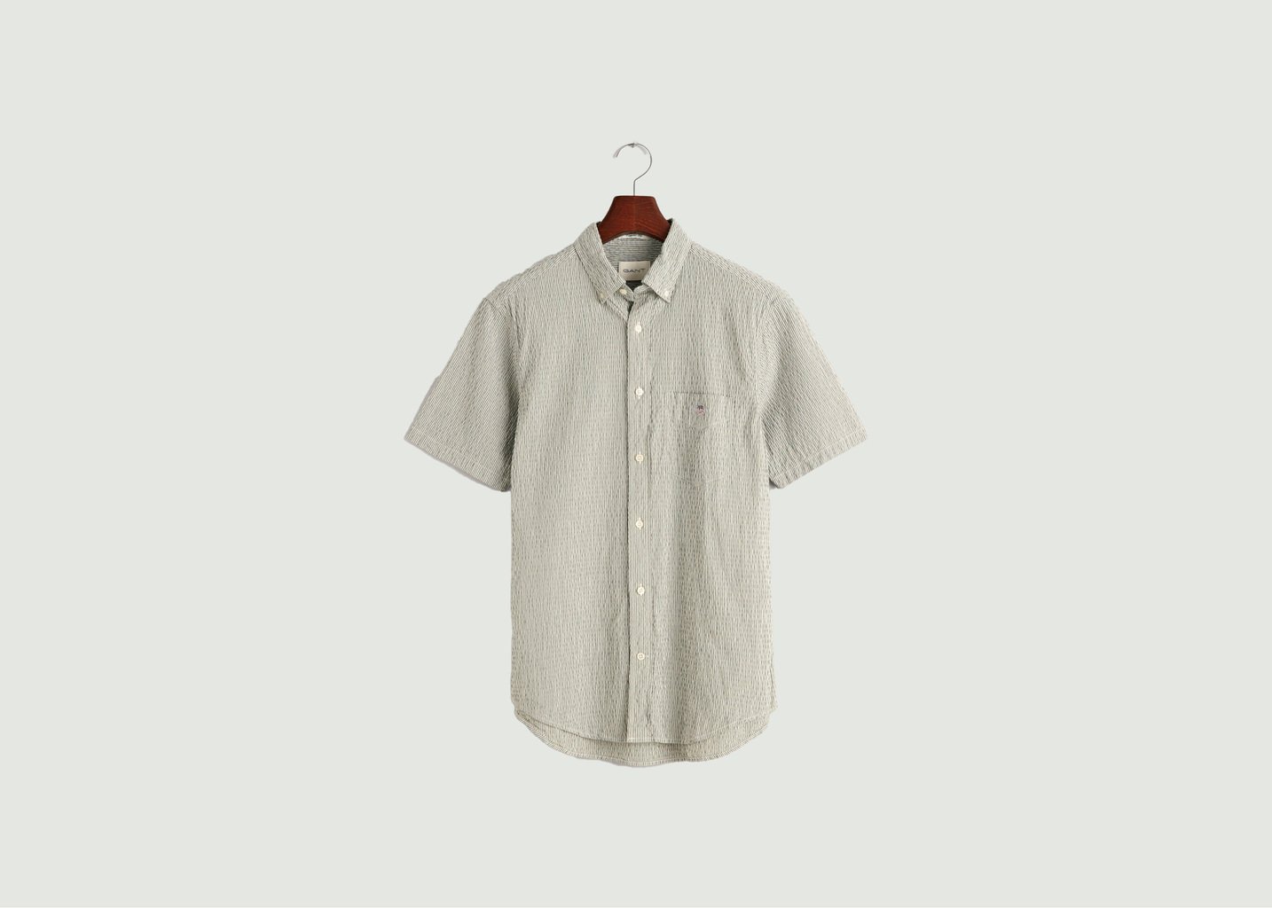 l'exception Chemise Regular Fit à Rayures Vert Foncé Gant