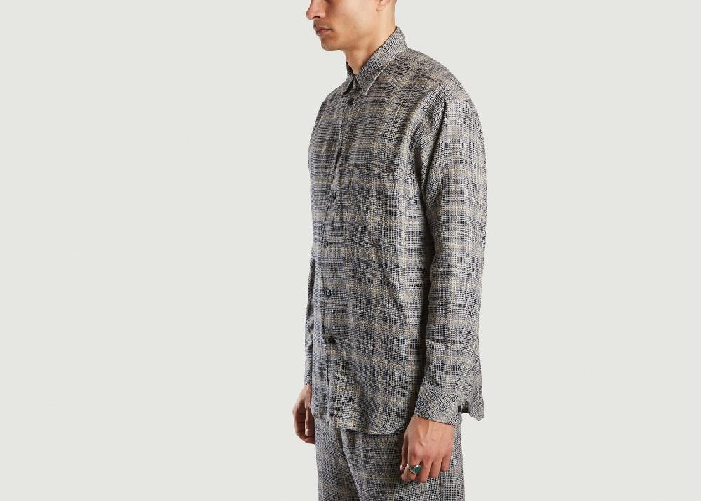 L'exception Chemise Relax à Carreaux En Coton Et Lin Luan J Gris Samsoe & Samsoe