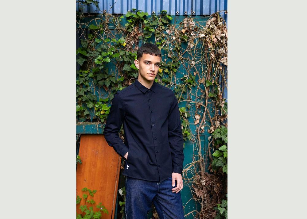 l'exception Chemise Rib Stop basique Bleu Marine Misericordia