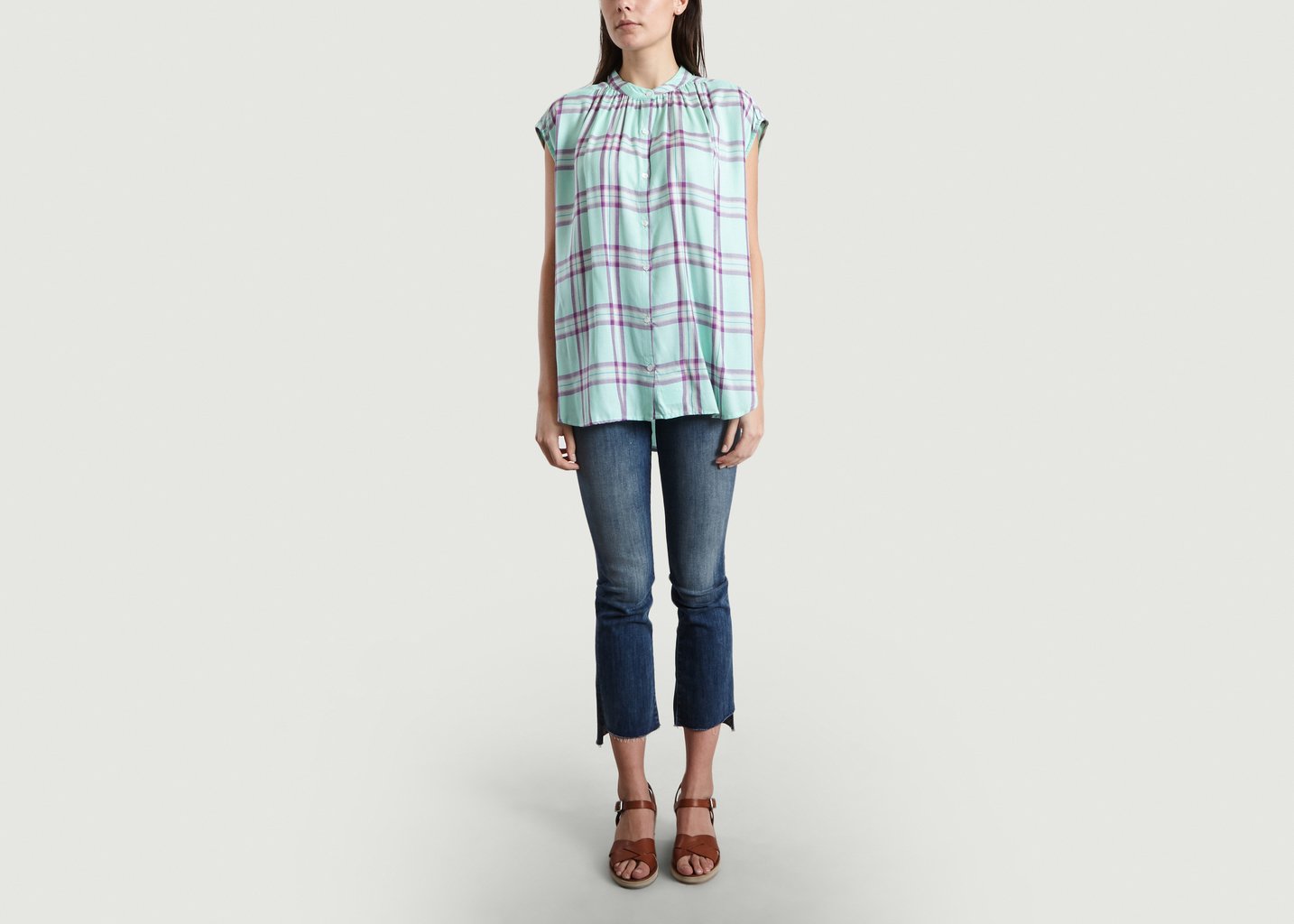 L'exception Chemise Sans Manche A Carreaux Sunlight Vert Essentiel Antwerp