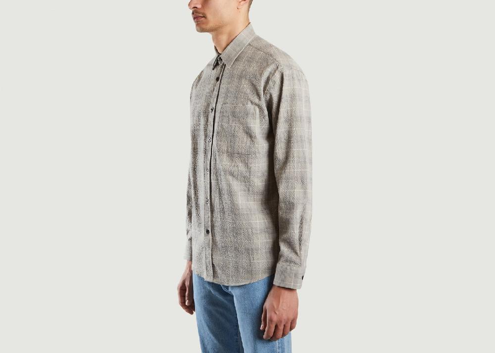 L'exception Chemise Seersucker à Carreaux Deon Gris No Nationality 07